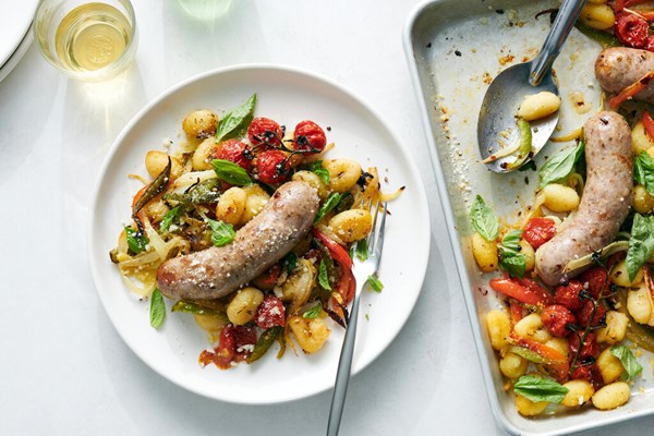 Sheet-pan gnocchi with sausages and peppers