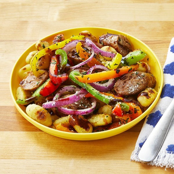 Sheet-pan gnocchi with spicy sausage and peppers