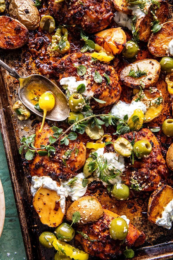 Sheet pan lemon Dijon chicken and potatoes