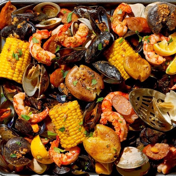 Sheet-pan New England clam bake