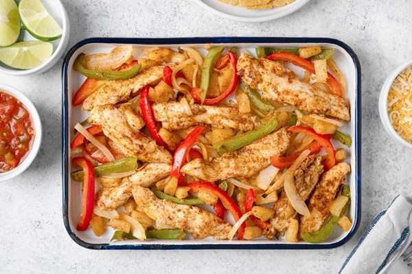 Sheet-pan pineapple chicken fajitas