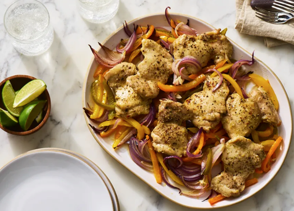 Sheet-pan ranch chicken with peppers & onions