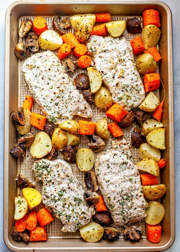 Sheet pan ranch pork chops