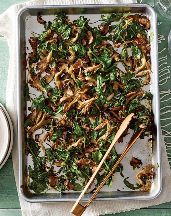 Sheet-pan roasted mushrooms & greens [Millie Peartree]