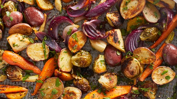 Sheet-pan roasted root vegetables with lemon and thyme