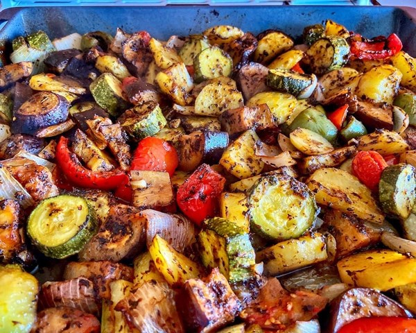 Sheet pan roasted vegetables (Briami)