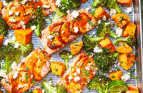 Sheet-pan salmon with sweet potatoes & broccoli
