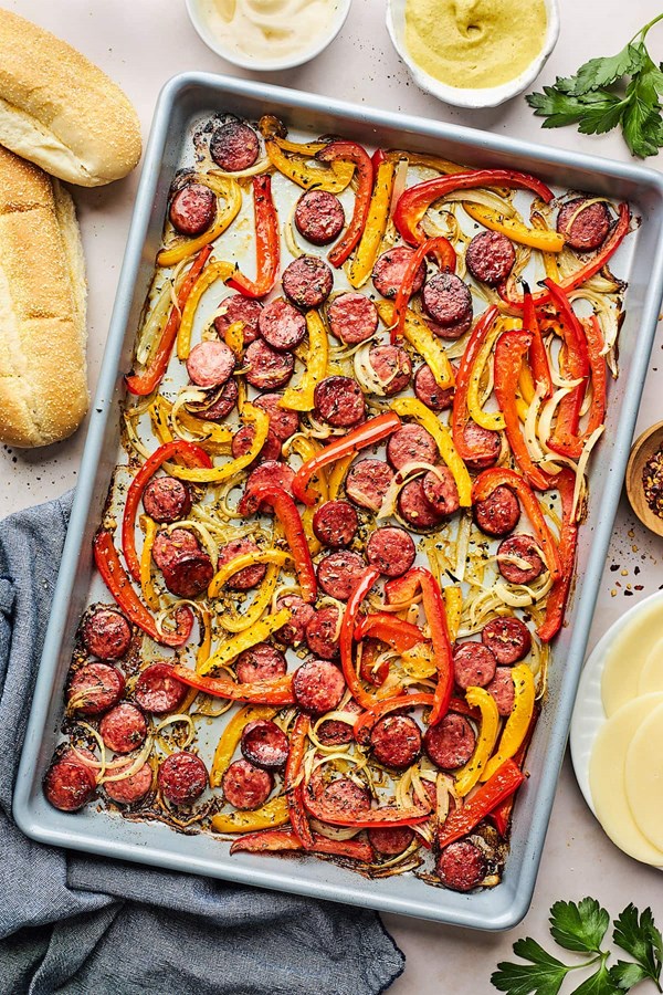Sheet pan sausage and peppers