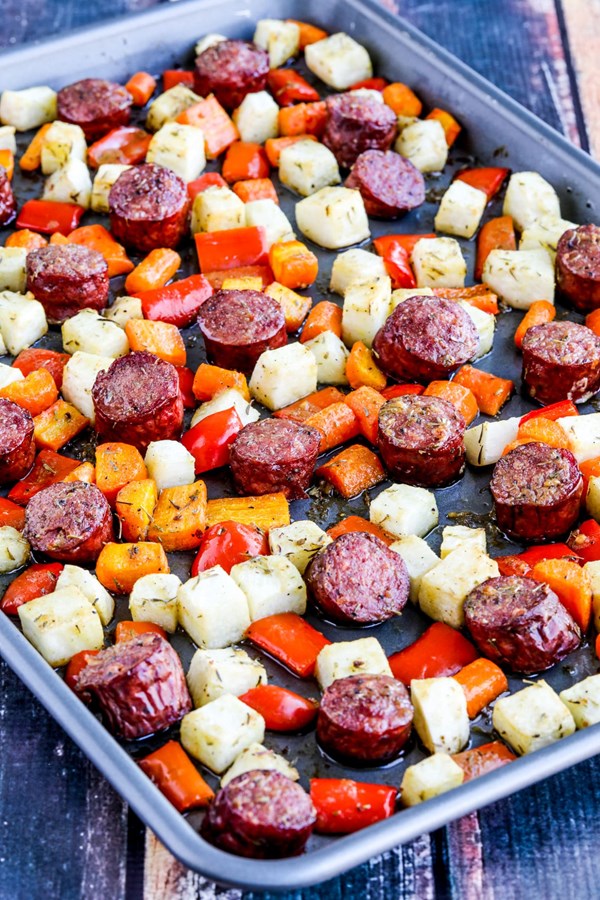 Sheet pan sausage and veggies