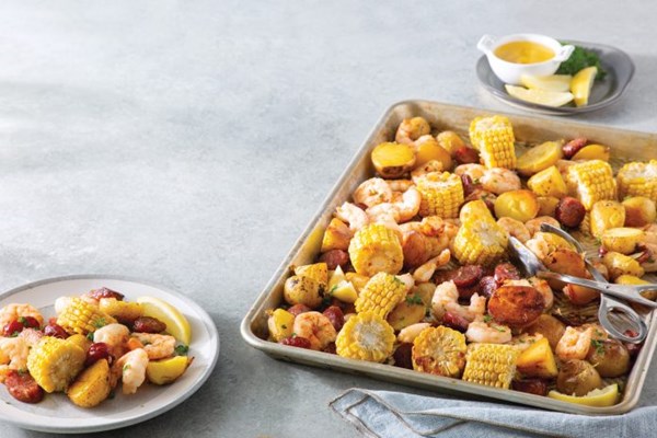 Sheet pan shrimp boil