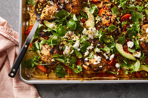  Sheet-pan za’atar chicken with carrot & avocado salad