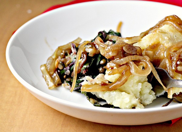 Shepherd's pie with chard-lentil filling