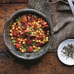 Sherry-glazed chorizo and chickpeas