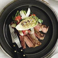 Sherry glazed steak with grilled gem salad
