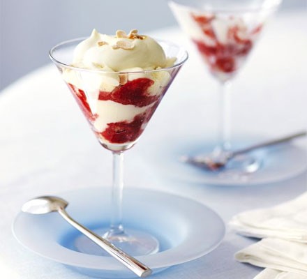 Sherry trifles with sugar-crusted almonds