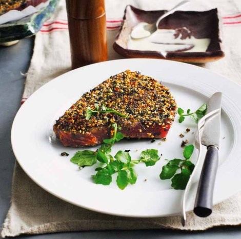 Shichimi tuna with wasabi creme