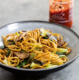 Shiitake and bok choy lo mein