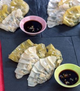 Shiitake mushroom and spinach dumplings