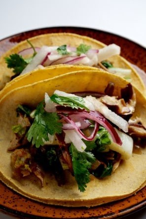 Shiitake tacos with Asian pear slaw