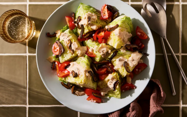 Shiitake wedge salad with cannabis-blue cheese dressing