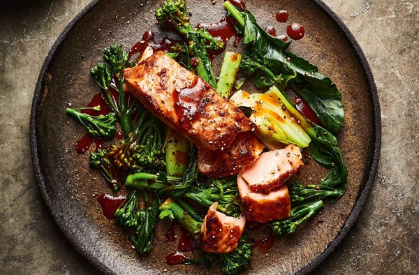 Shio koji salmon and greens