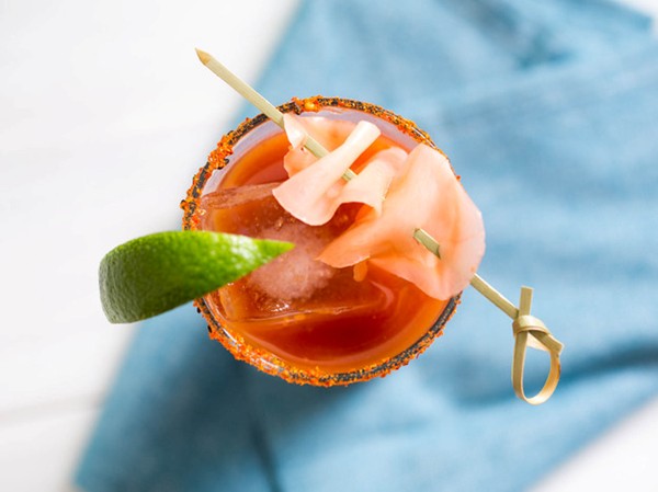 Shōchū bloody Mary with wasabi and pickled ginger