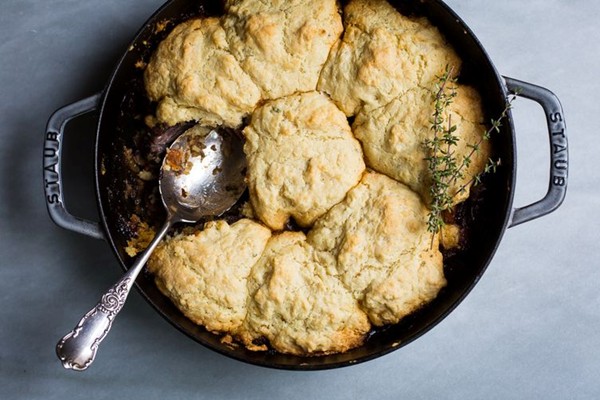 Short rib and chanterelle cobbler