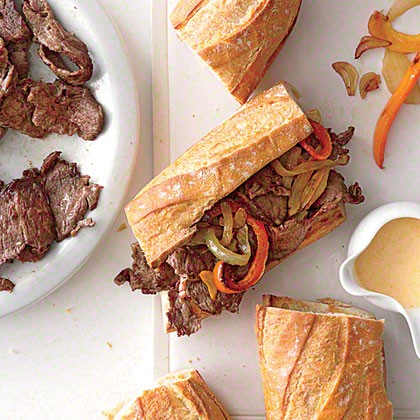 Short rib cheesesteak sandwiches