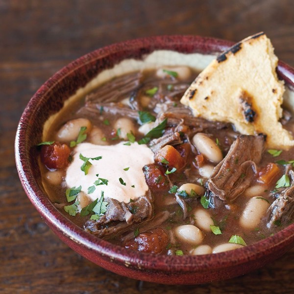 Short rib stew with paprika sour cream