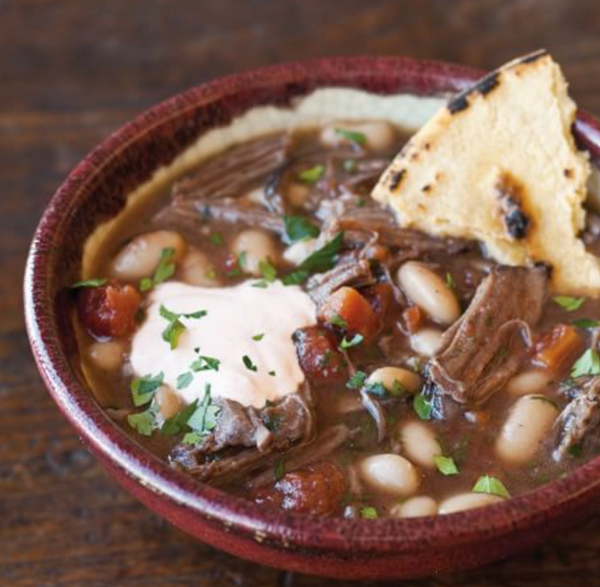 Short rib stew with paprika sour cream