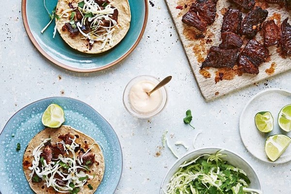Short-rib tacos with simple slaw