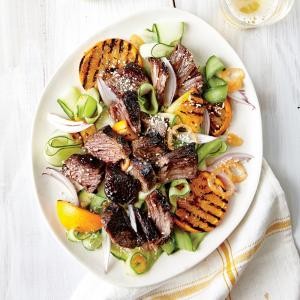 Short ribs with cucumber and orange salad