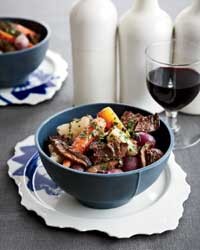Short ribs with mushrooms and spring vegetables