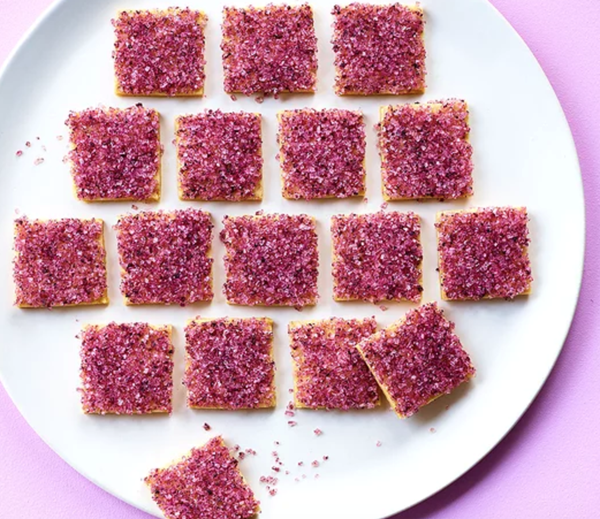 Shortbread cookies with blueberry sparkling sugar