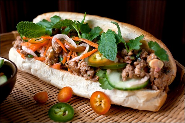 Shortcut Banh Mi with pickled carrots and daikon