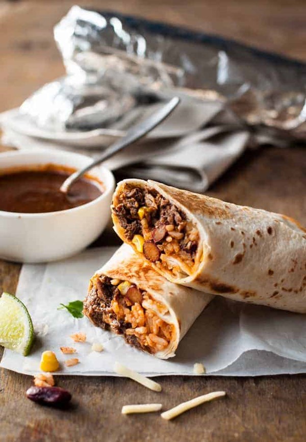 Shredded beef burritos