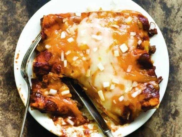 Shredded beef enchiladas with three-chile sauce from 'The Homesick Texan's Family Table' (Cook the Book)