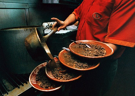 Shredded beef in guajillo sauce