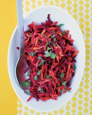 Shredded beet and carrot salad
