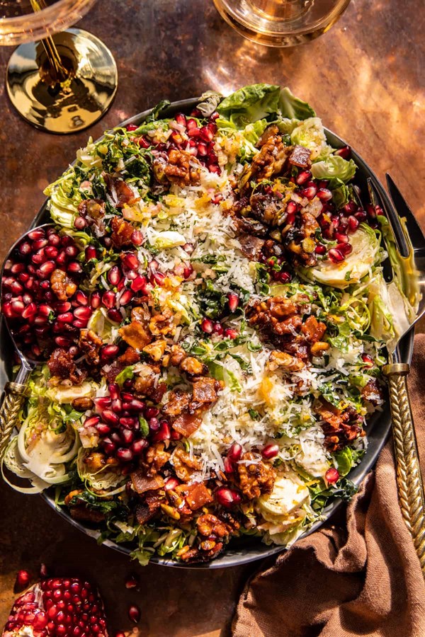 Shredded Brussels sprout candied bacon salad