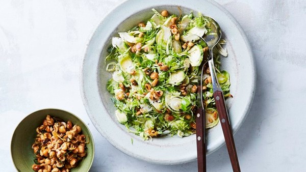 Shredded Brussels-sprout salad with hazelnut crunch
