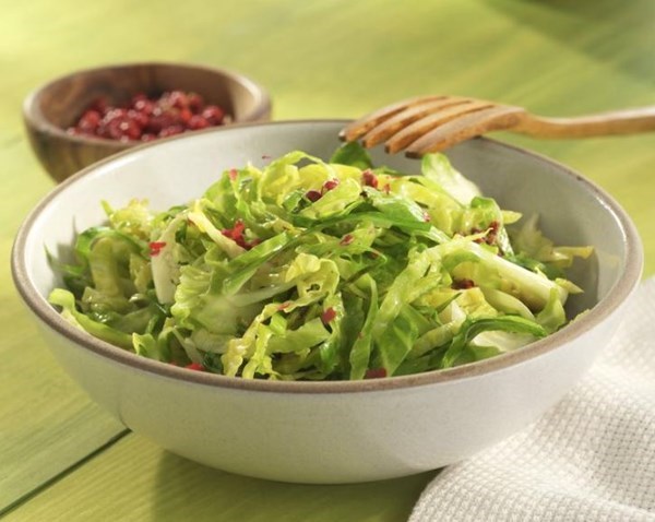 Shredded Brussels sprouts with pancetta and caraway