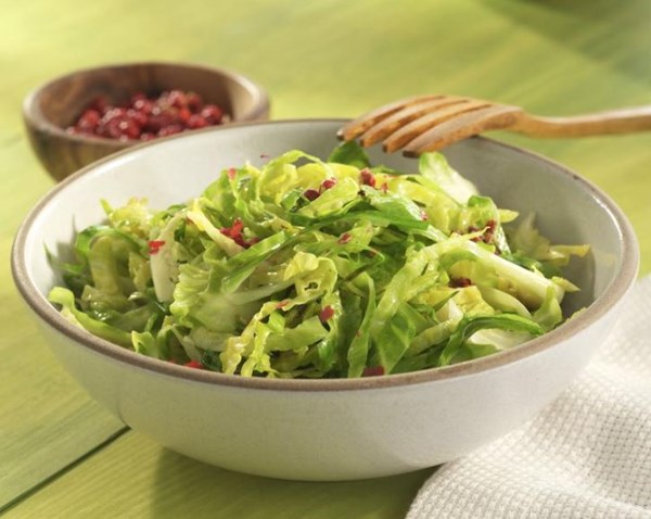 Shredded Brussels sprouts with pancetta and caraway