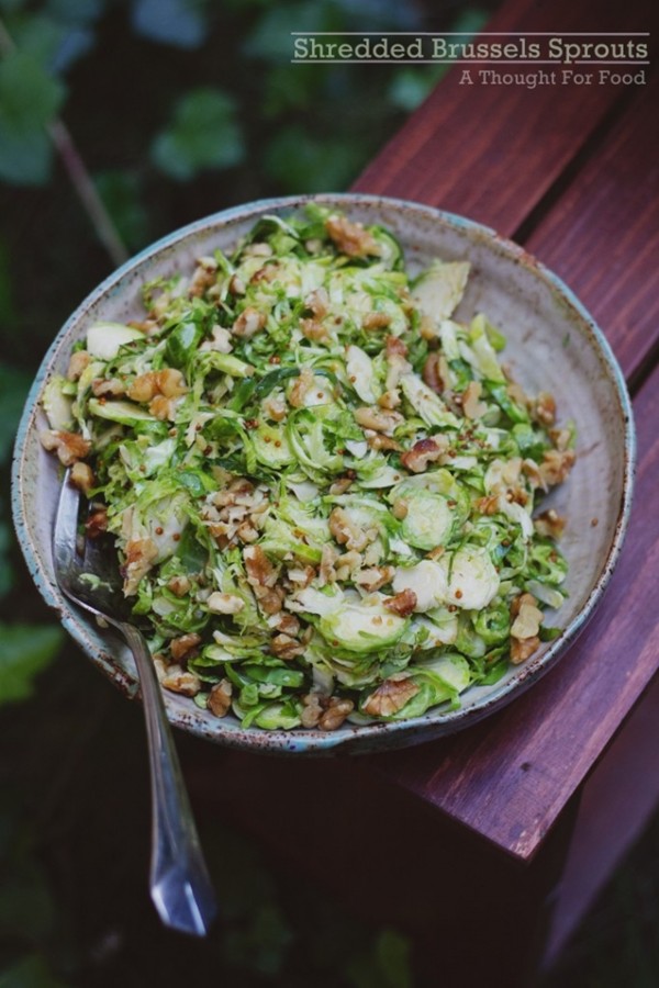 Shredded Brussels sprouts with walnuts