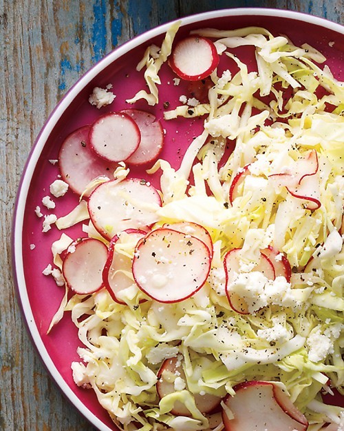 Shredded cabbage and radish salad