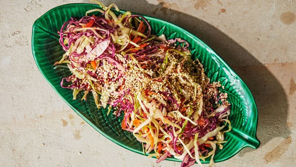Shredded cabbage with ginger vinaigrette