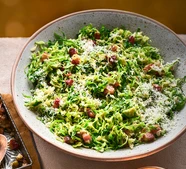 Shredded carbonara sprouts