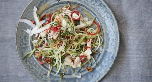 Shredded chicken & shaved coconut salad
