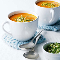 Shredded chicken and tortellini soup