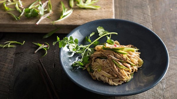 Shredded chicken, cucumber & noodle salad [Matthew Evans]